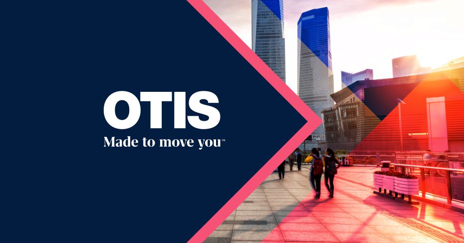 Otis logo sunrise over city