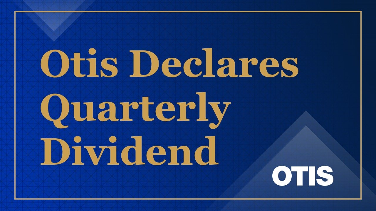 Otis declares quarterly dividend in sandstone on navy background